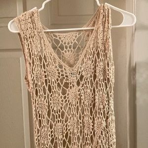 Comfy pretty crocheted dress with slip attached